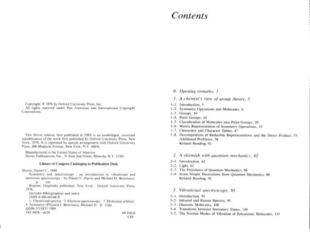 harris and bertolucci symmetry and spectroscopy